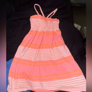 GAP Coral and White Striped Sundress with Smocked Top